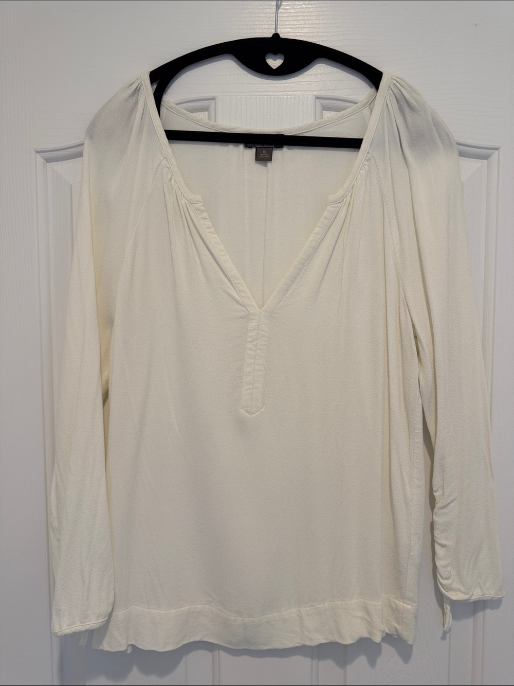 JCrew Point Sur Women's Cream V-Neck Long Sleeve Blouse